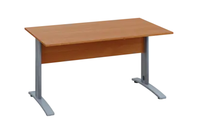 EPK 28 - 14 stůl kancelářský, kovová podnož stříbrná, deska 25 mm, široký 1400 mm, olše jantar